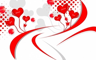 cuori rossi con parole di amore